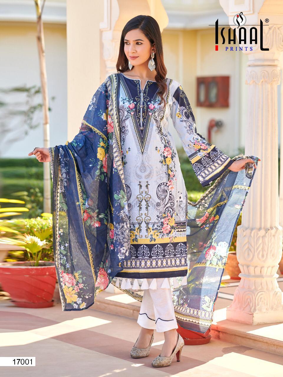 Ishaal Print Launched Gulmohar Vol 17 Pure Lawn Fancy Designer Party Wear Salwar Suits Wholesale Dealer Surat