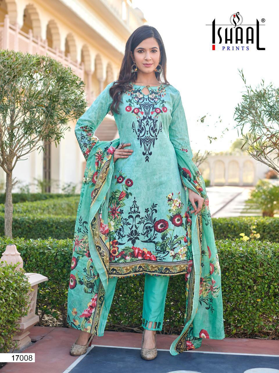 Ishaal Print Launched Gulmohar Vol 17 Pure Lawn Fancy Designer Party Wear Salwar Suits Wholesale Dealer Surat