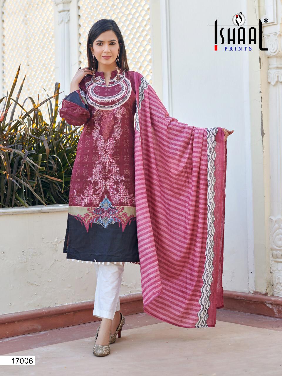 Ishaal Print Launched Gulmohar Vol 17 Pure Lawn Fancy Designer Party Wear Salwar Suits Wholesale Dealer Surat