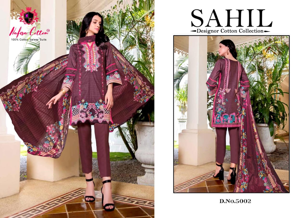 Nafisa Cotton Launched Sahil Designor Cotton Collection Vol 5 Cotton Printed Dress Material Suits Wholesale Dealer Surat