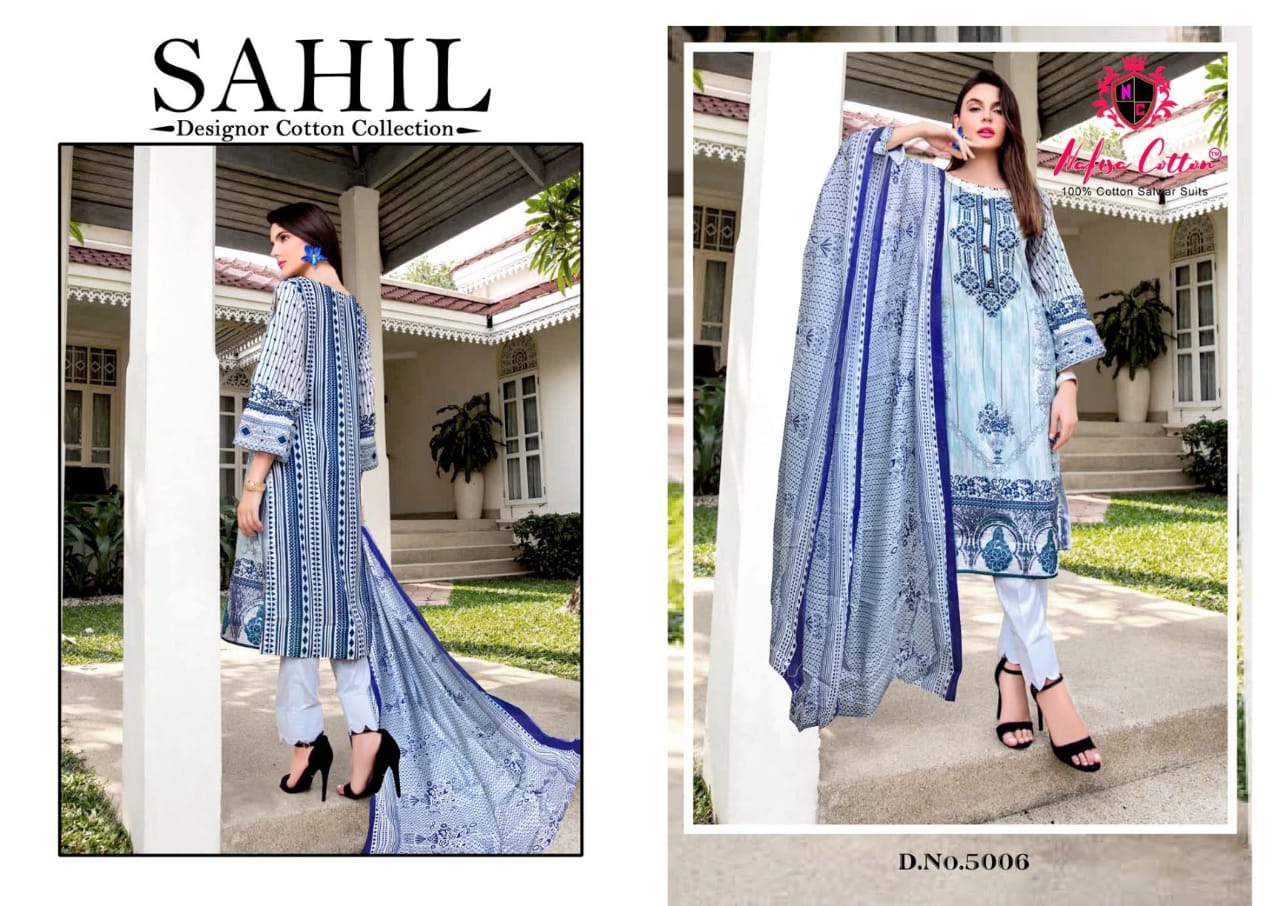 Nafisa Cotton Launched Sahil Designor Cotton Collection Vol 5 Cotton Printed Dress Material Suits Wholesale Dealer Surat