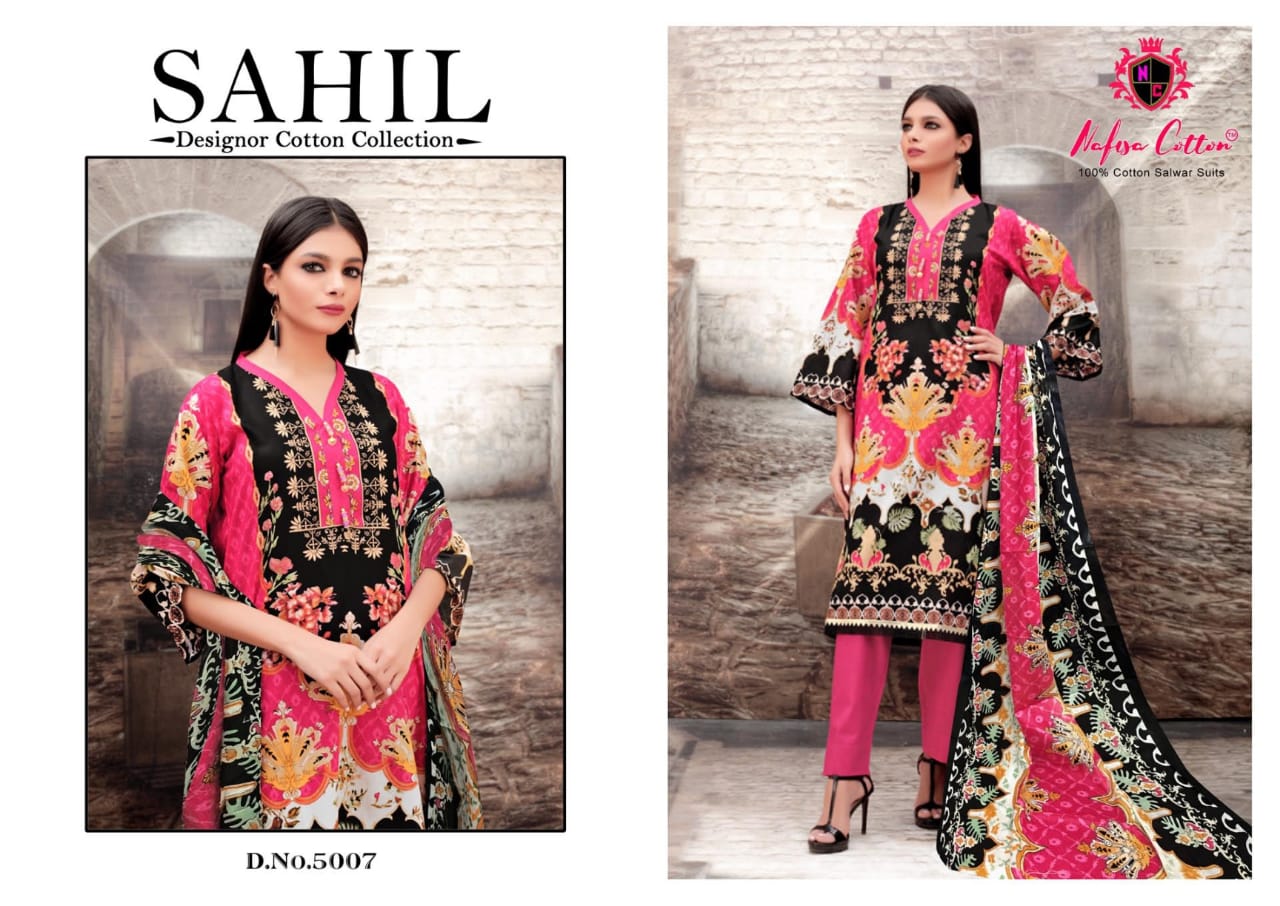 Nafisa Cotton Launched Sahil Designor Cotton Collection Vol 5 Cotton Printed Dress Material Suits Wholesale Dealer Surat