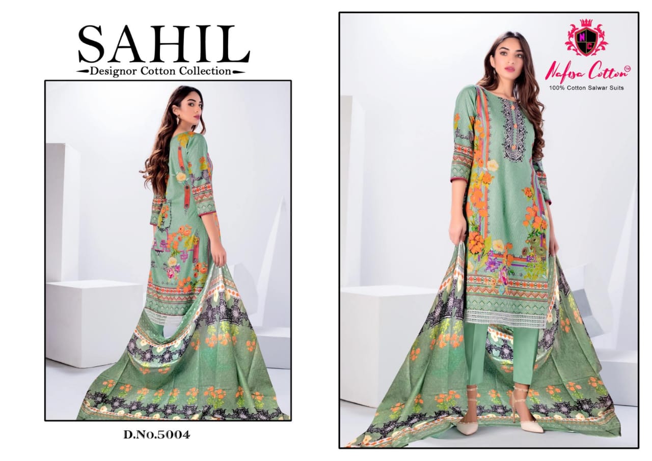 Nafisa Cotton Launched Sahil Designor Cotton Collection Vol 5 Cotton Printed Dress Material Suits Wholesale Dealer Surat