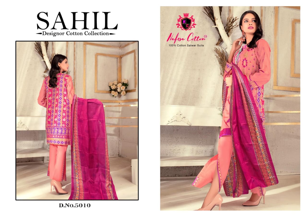 Nafisa Cotton Launched Sahil Designor Cotton Collection Vol 5 Cotton Printed Dress Material Suits Wholesale Dealer Surat