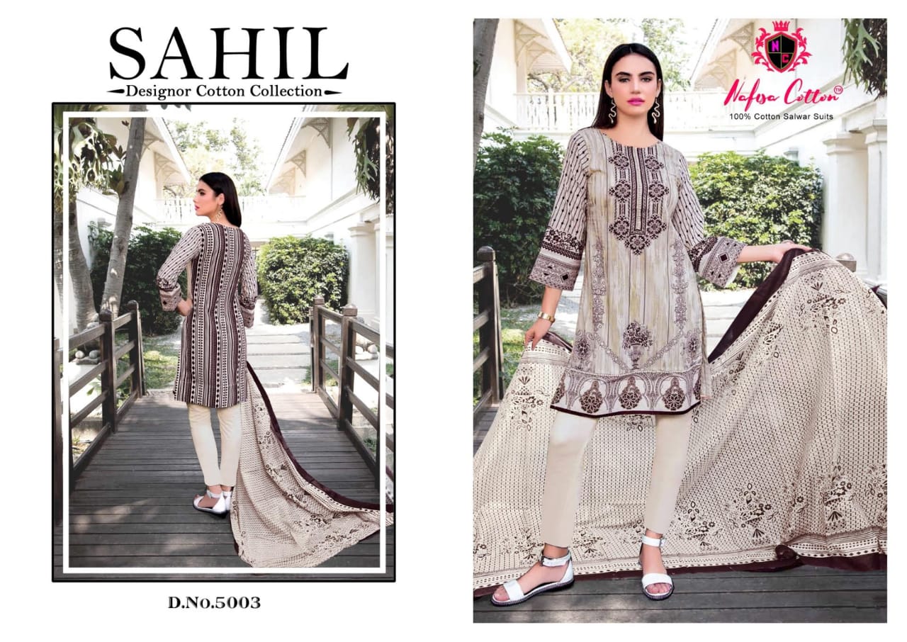 Nafisa Cotton Launched Sahil Designor Cotton Collection Vol 5 Cotton Printed Dress Material Suits Wholesale Dealer Surat