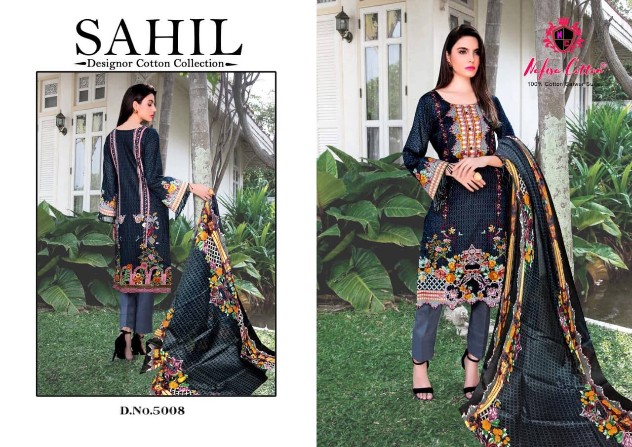 Nafisa Cotton Launched Sahil Designor Cotton Collection Vol 5 Cotton Printed Dress Material Suits Wholesale Dealer Surat