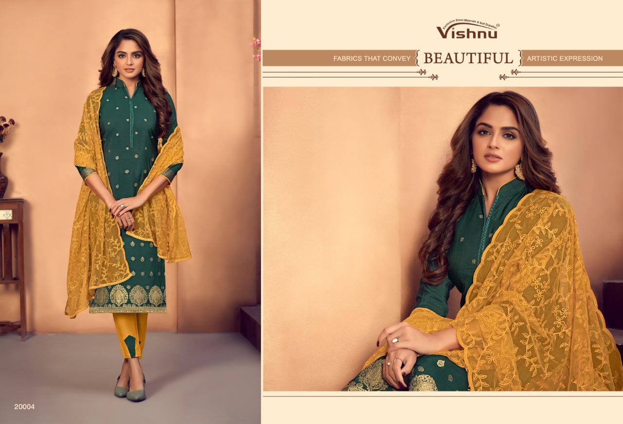 Vishnu Impex Launched Natalia Gadwal Jacquard Fancy Designer Dress Materials Suits Wholesale Dealer Surat