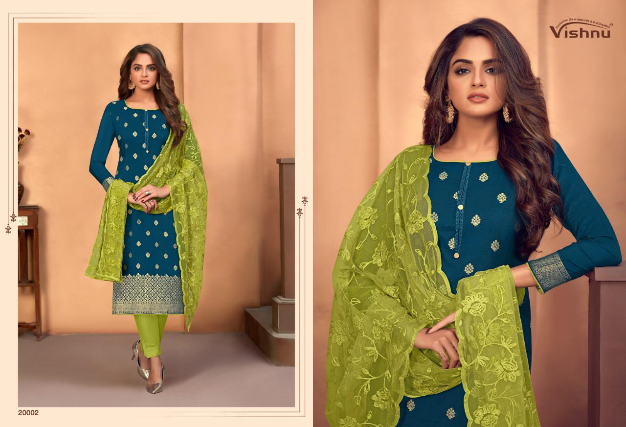 Vishnu Impex Launched Natalia Gadwal Jacquard Fancy Designer Dress Materials Suits Wholesale Dealer Surat