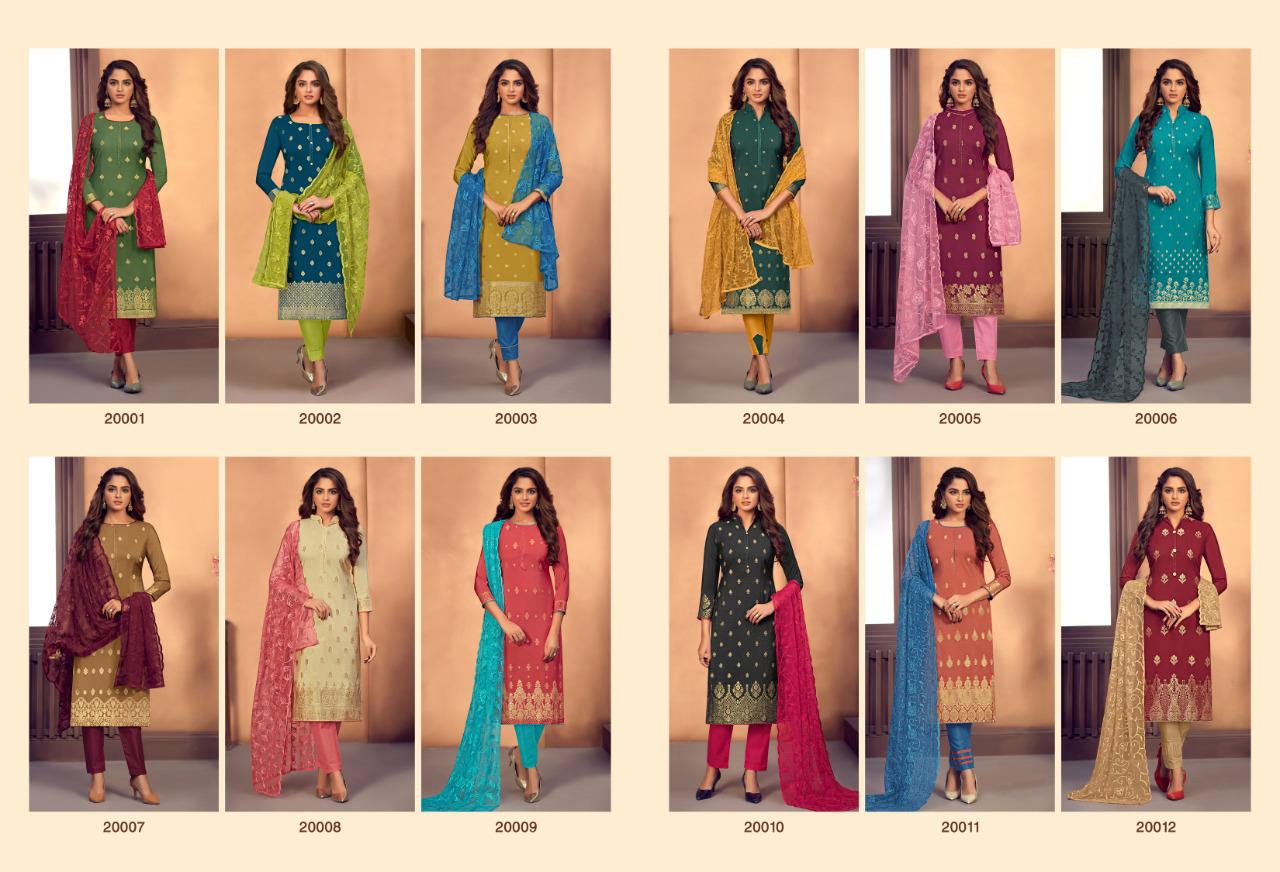 Vishnu Impex Launched Natalia Gadwal Jacquard Fancy Designer Dress Materials Suits Wholesale Dealer Surat
