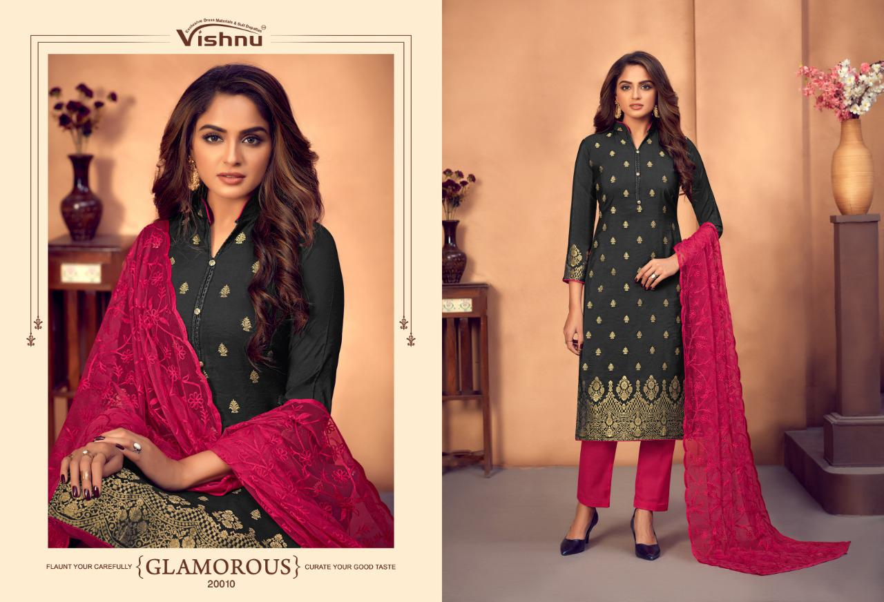 Vishnu Impex Launched Natalia Gadwal Jacquard Fancy Designer Dress Materials Suits Wholesale Dealer Surat