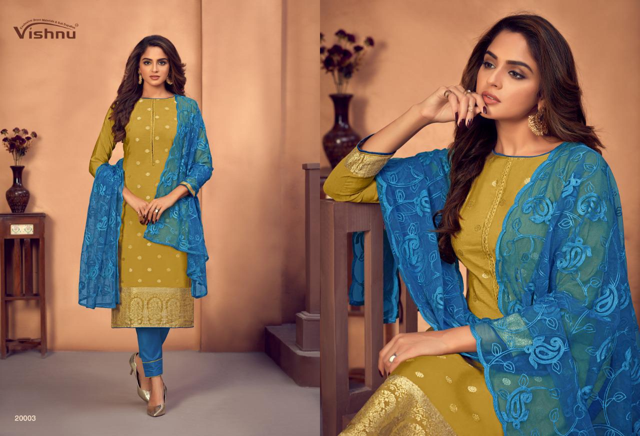 Vishnu Impex Launched Natalia Gadwal Jacquard Fancy Designer Dress Materials Suits Wholesale Dealer Surat