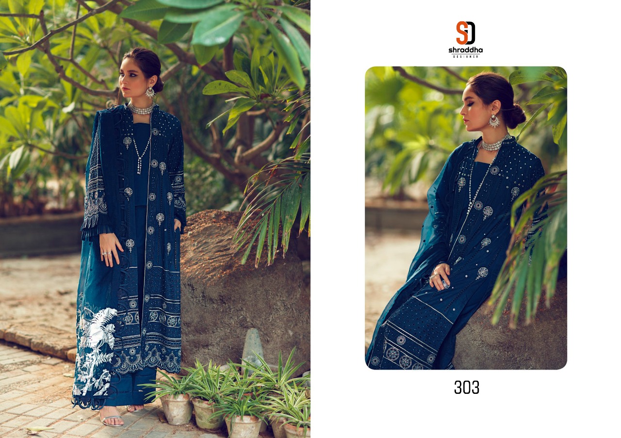 Shraddha Designer Launched Sana Safina Vol 3 Cambric Cotton With Heavy Embroidery Chicken Work Pakistani Suits Wholesaler Surat