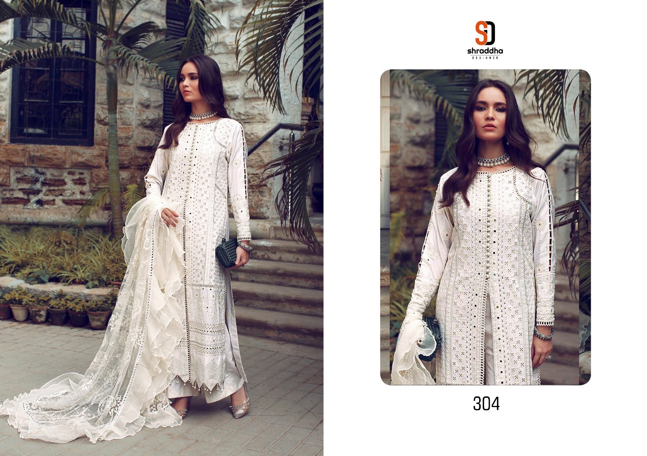 Shraddha Designer Launched Sana Safina Vol 3 Cambric Cotton With Heavy Embroidery Chicken Work Pakistani Suits Wholesaler Surat