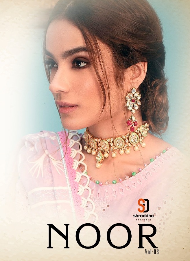 Shraddha Designer Launched Noor Vol 3 Cambric Cotton With Heavy Embroidery Chicken Work Pakistani Suits Wholesale Dealer Surat