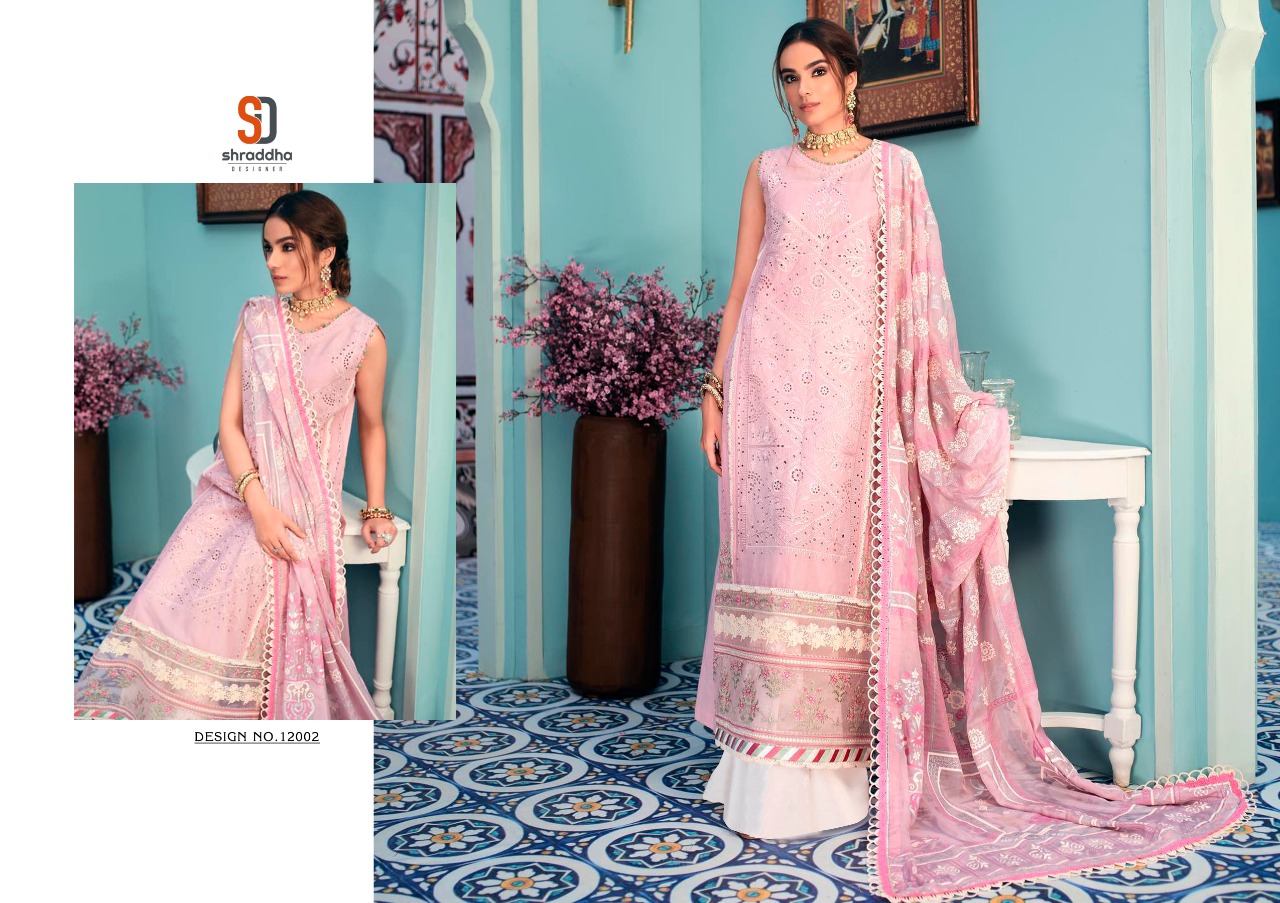 Shraddha Designer Launched Noor Vol 3 Cambric Cotton With Heavy Embroidery Chicken Work Pakistani Suits Wholesale Dealer Surat