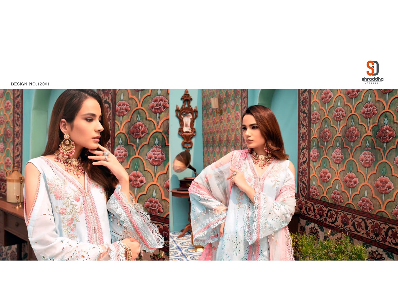 Shraddha Designer Launched Noor Vol 3 Cambric Cotton With Heavy Embroidery Chicken Work Pakistani Suits Wholesale Dealer Surat