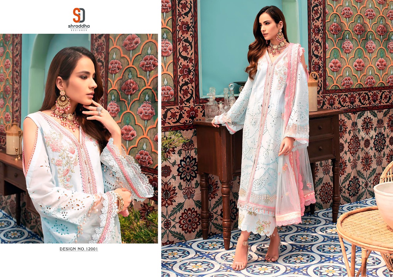 Shraddha Designer Launched Noor Vol 3 Cambric Cotton With Heavy Embroidery Chicken Work Pakistani Suits Wholesale Dealer Surat