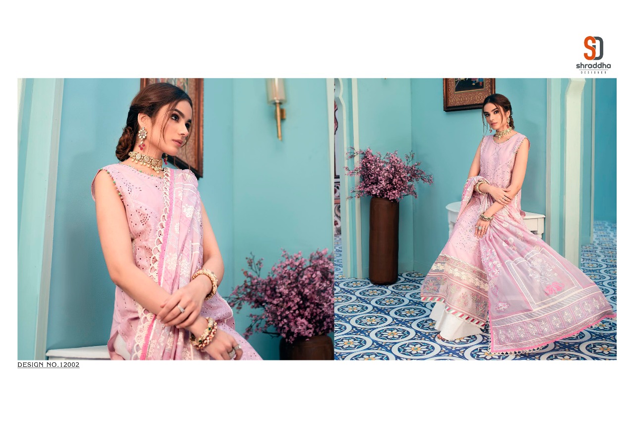 Shraddha Designer Launched Noor Vol 3 Cambric Cotton With Heavy Embroidery Chicken Work Pakistani Suits Wholesale Dealer Surat