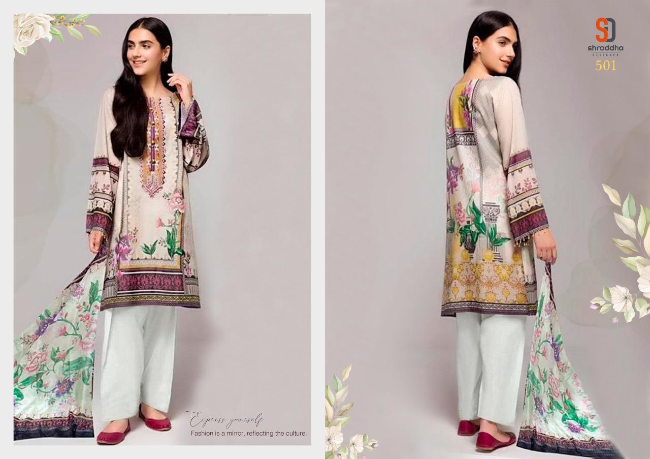 Shraddha Desogner Launched Vintage Vol 4 Lawn Cotton Printed Heavy Embroidery Salwar Suits Wholesale Dealer Surat