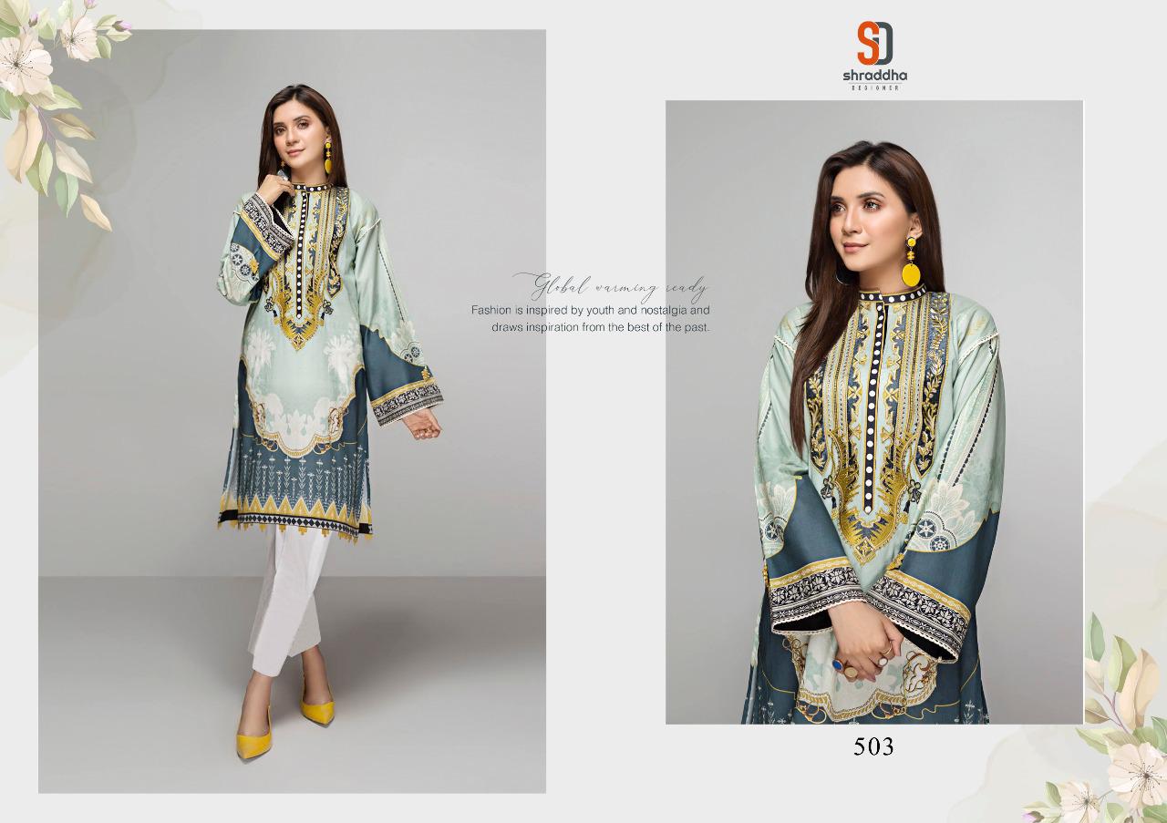 Shraddha Desogner Launched Vintage Vol 4 Lawn Cotton Printed Heavy Embroidery Salwar Suits Wholesale Dealer Surat