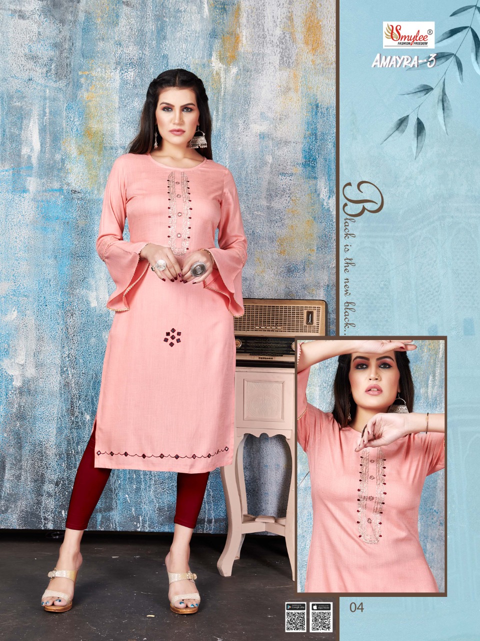 Smylee Fashion Launched Amayra Vol 3 Heavy Rayon Slub With Pitten Work Kurtis Wholesale Dealer Surat