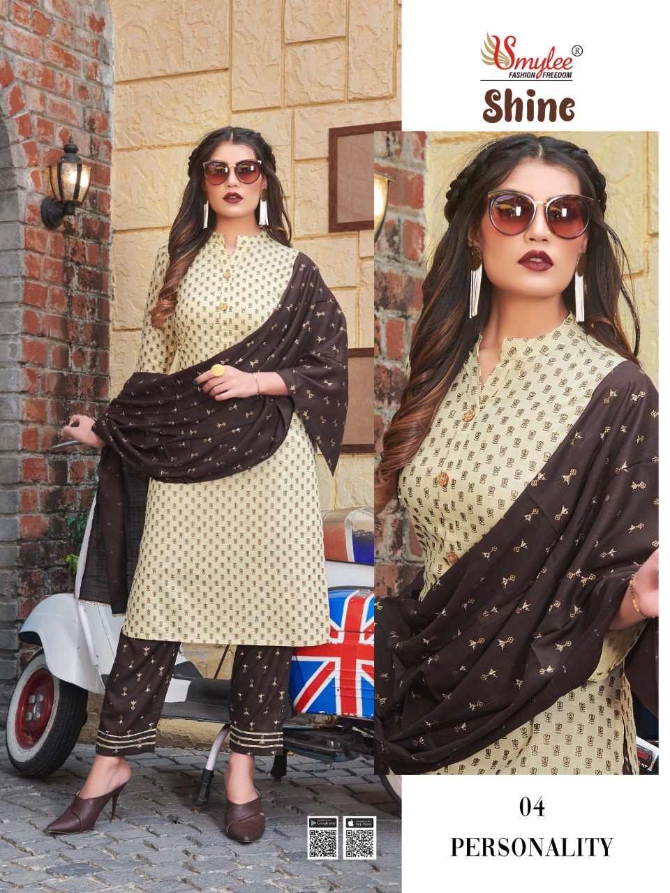 Smylee Fashion Launched Shine Heavy Rayon Print With Manual Handwork Straight Kurtis And Pants Wholesale Dealer Surat