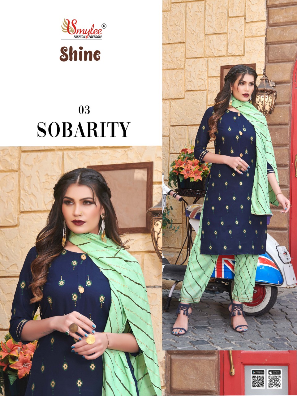 Smylee Fashion Launched Shine Heavy Rayon Print With Manual Handwork Straight Kurtis And Pants Wholesale Dealer Surat