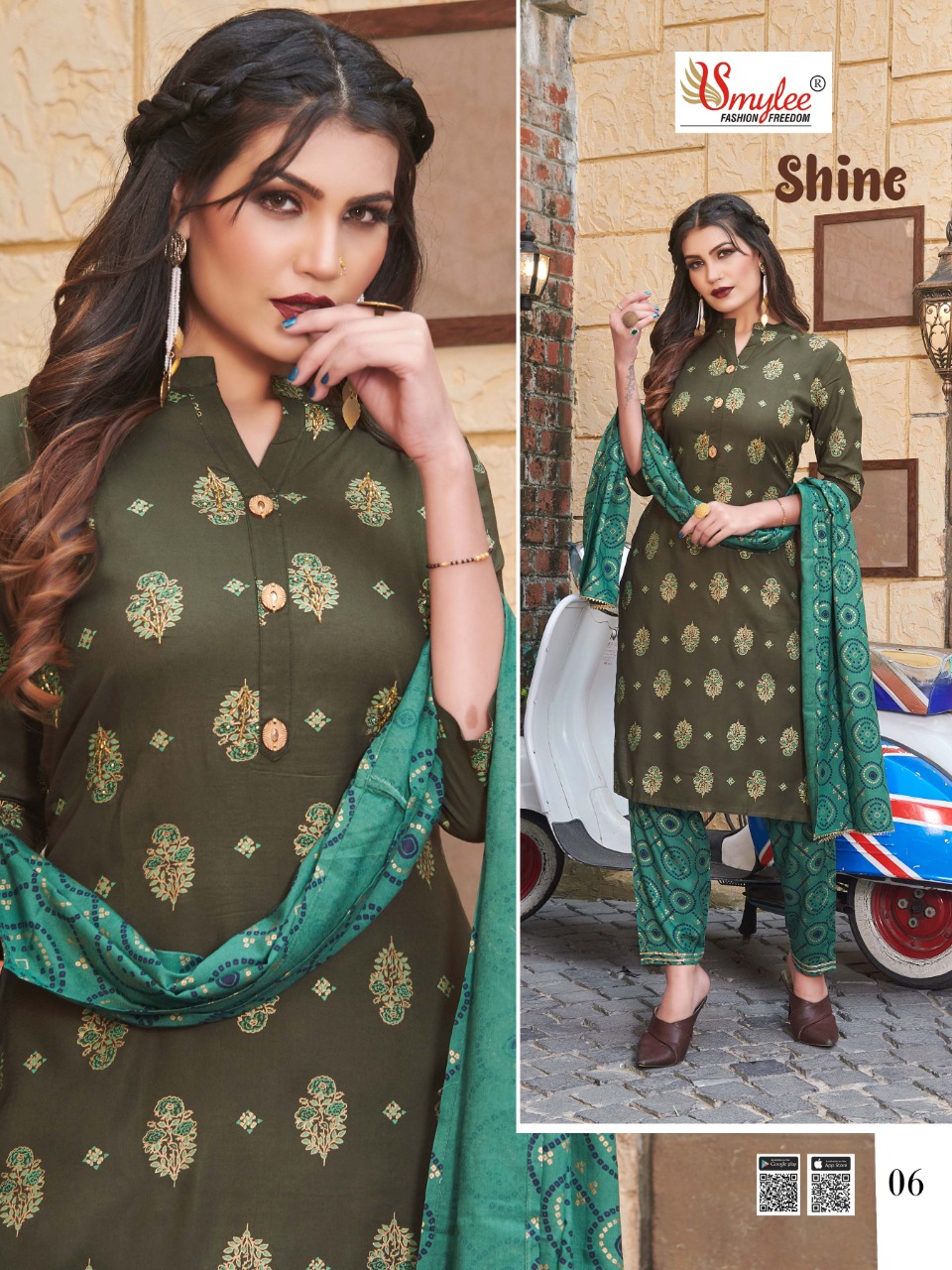 Smylee Fashion Launched Shine Heavy Rayon Print With Manual Handwork Straight Kurtis And Pants Wholesale Dealer Surat