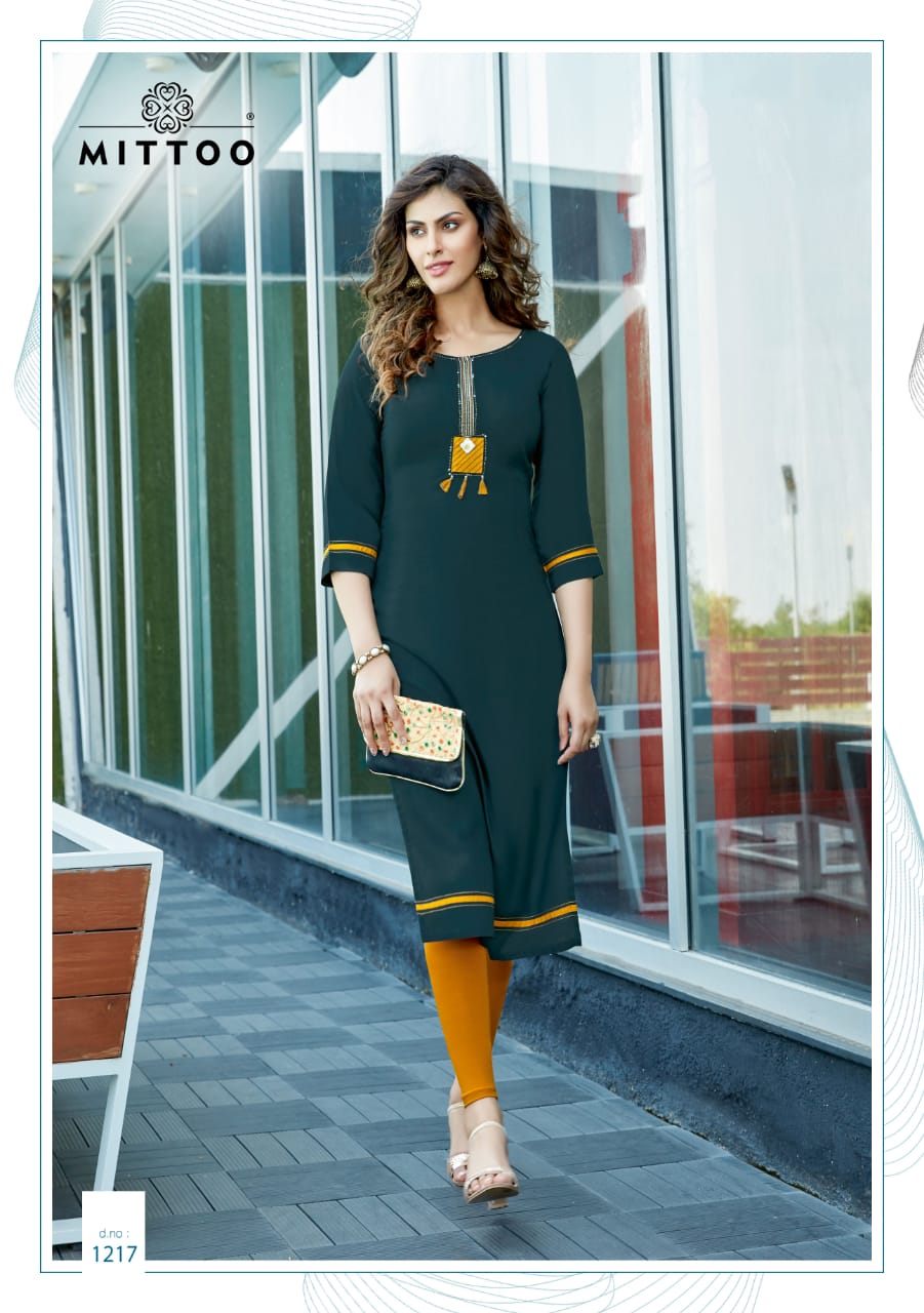 Mittoo Launched Palak Vol 24 Heavy Rayon Fancy Designer Regular Wear Kurtis Wholesale Dealer Surat