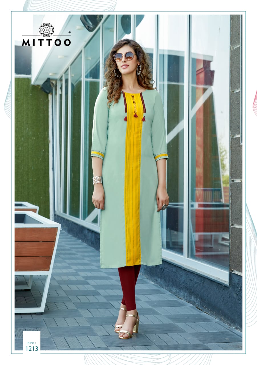 Mittoo Launched Palak Vol 24 Heavy Rayon Fancy Designer Regular Wear Kurtis Wholesale Dealer Surat