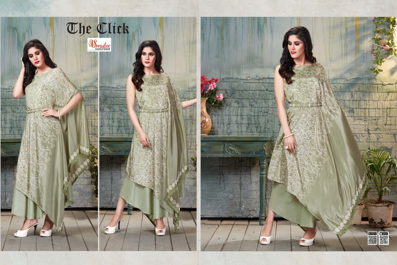 Smylee Fashion Launched The Click All Diffrent Heavy Fabrics Fancy Designer Party Wear  Kurtis Wholesale Dealer Surat