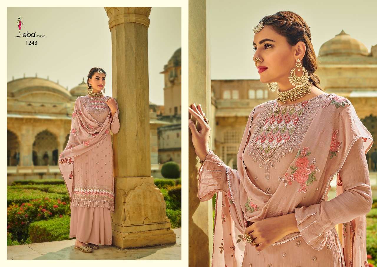 Eba Lifestyle Presents Ashpreet Vol 2 Heavy Chinon With Heavy Embroidery Daimond Work Salwar Suits Wholesale Dealer Surat