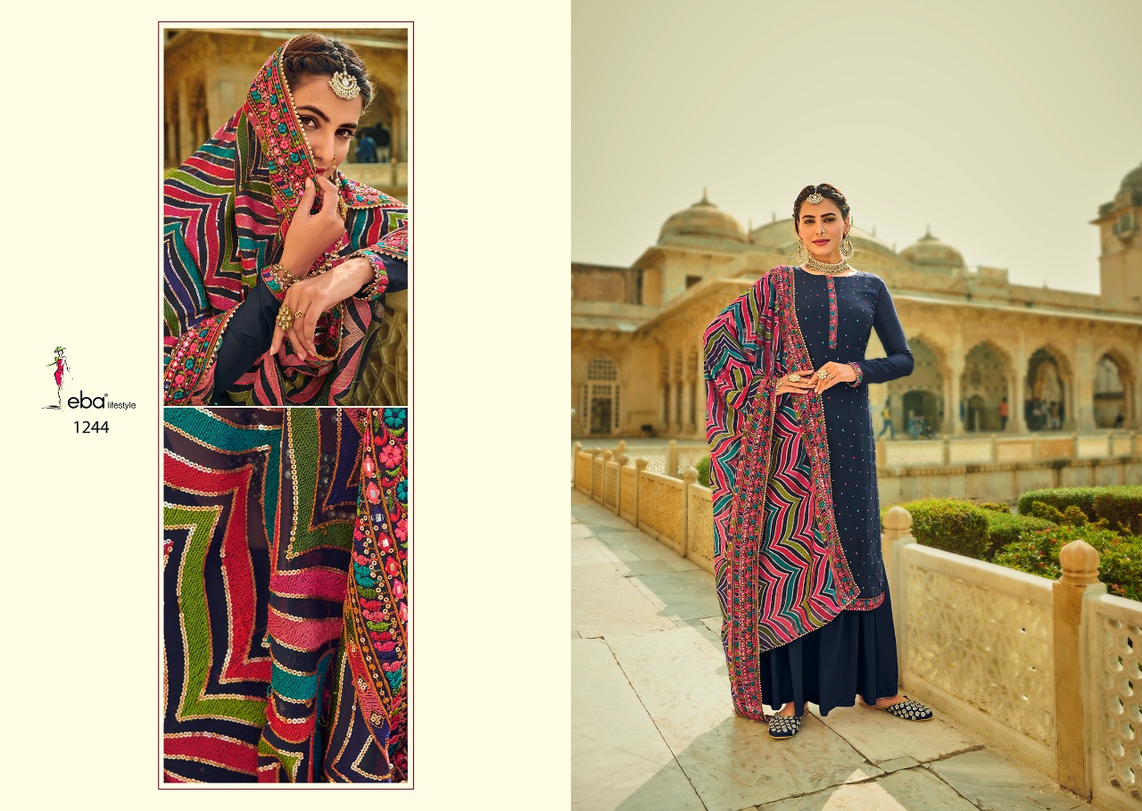 Eba Lifestyle Presents Ashpreet Vol 2 Heavy Chinon With Heavy Embroidery Daimond Work Salwar Suits Wholesale Dealer Surat