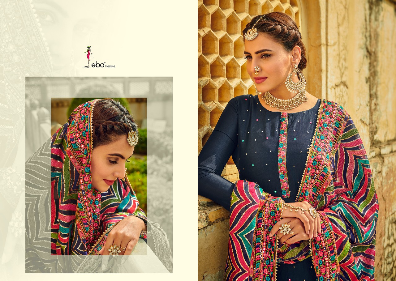 Eba Lifestyle Presents Ashpreet Vol 2 Heavy Chinon With Heavy Embroidery Daimond Work Salwar Suits Wholesale Dealer Surat
