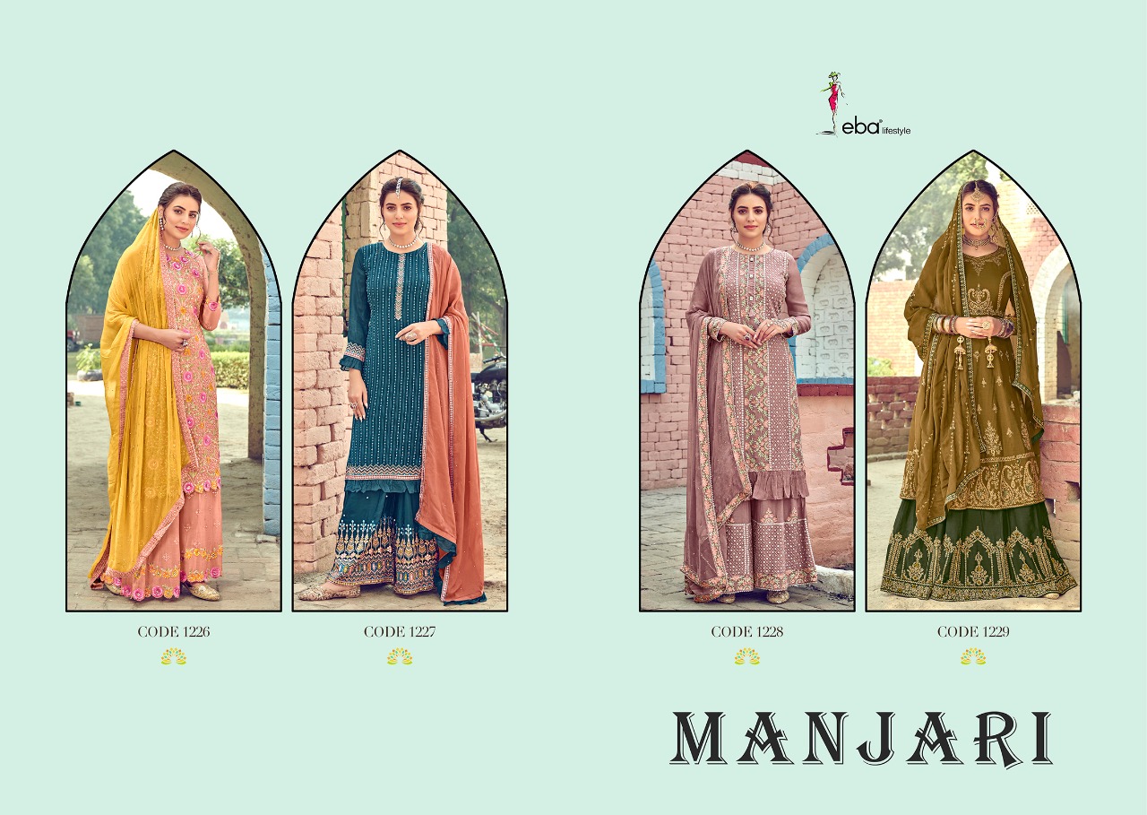 Eba Lifestyle Launched Manjari Fox Georgette With Fancy Embroidery Daimond Work Salwar Kameez Wholesale Dealer Surat