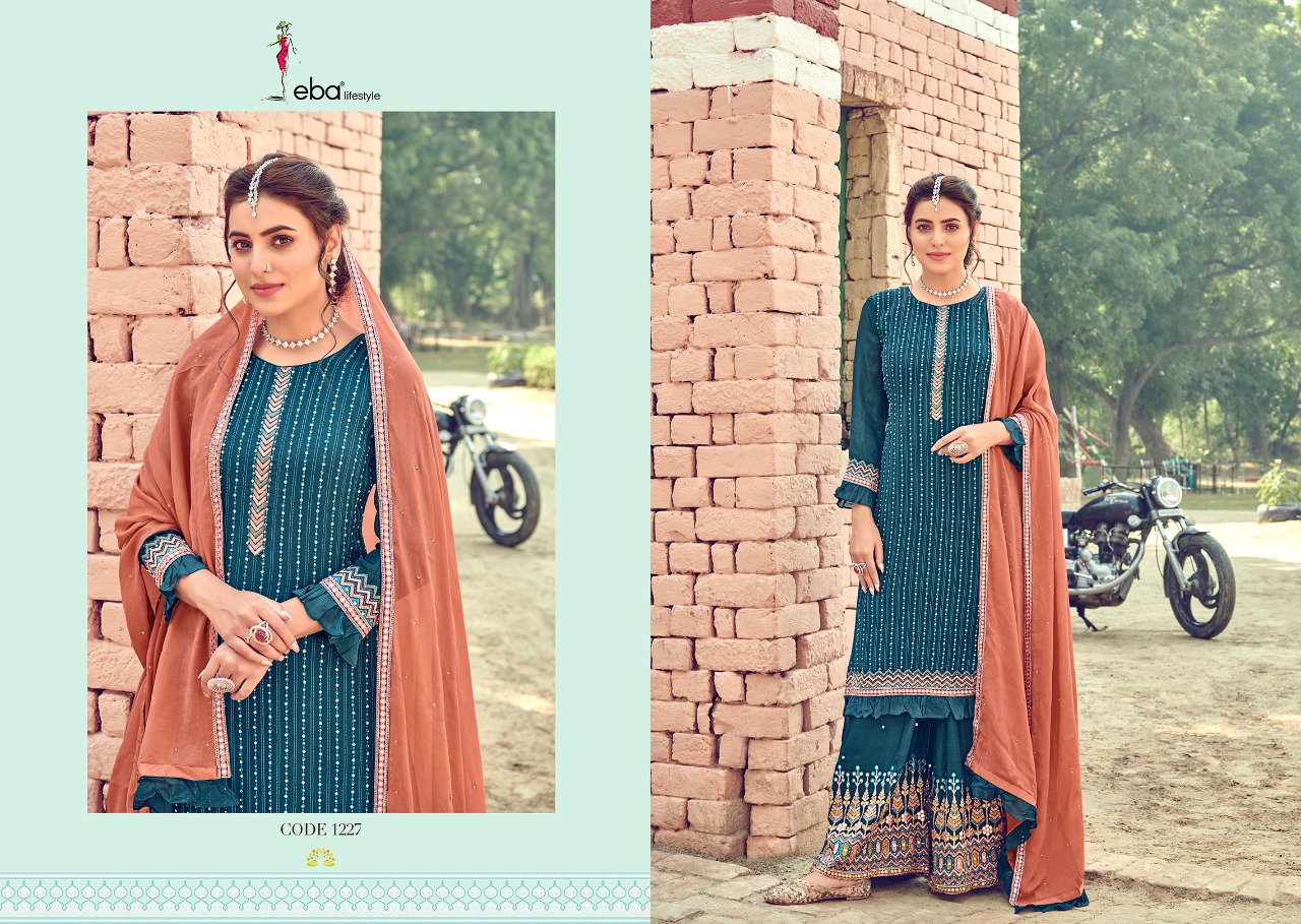 Eba Lifestyle Launched Manjari Fox Georgette With Fancy Embroidery Daimond Work Salwar Kameez Wholesale Dealer Surat