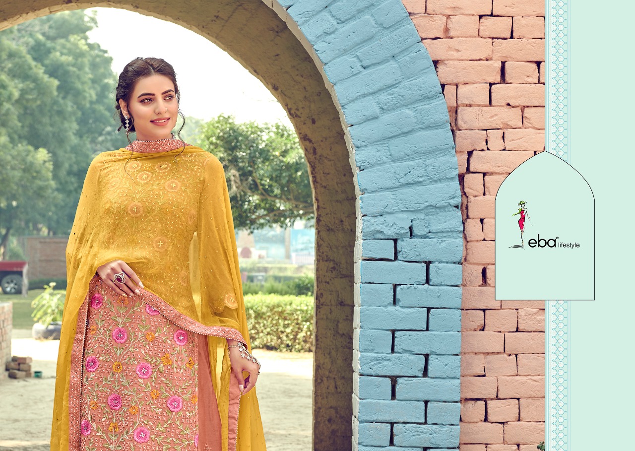 Eba Lifestyle Launched Manjari Fox Georgette With Fancy Embroidery Daimond Work Salwar Kameez Wholesale Dealer Surat