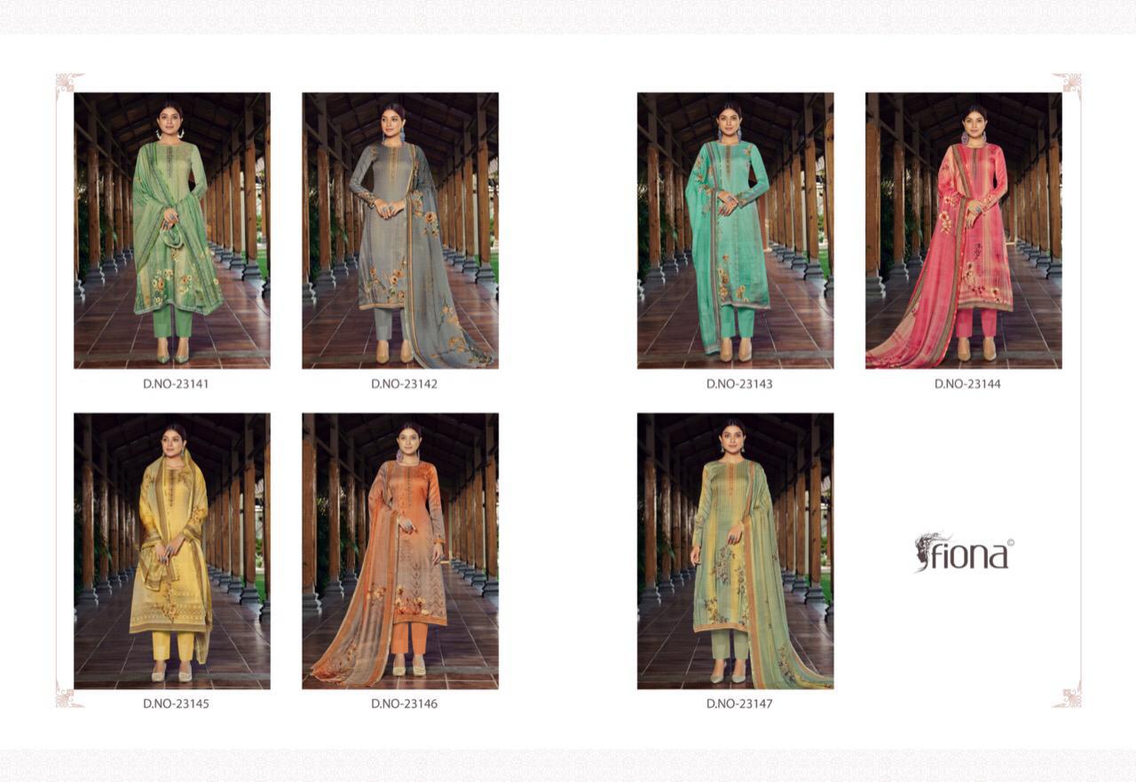 Fiona Launched Kangana Pure Jam With Embroidery Neck Hand Work Dress Material Salwar Suits Wholesale Dealer Surat