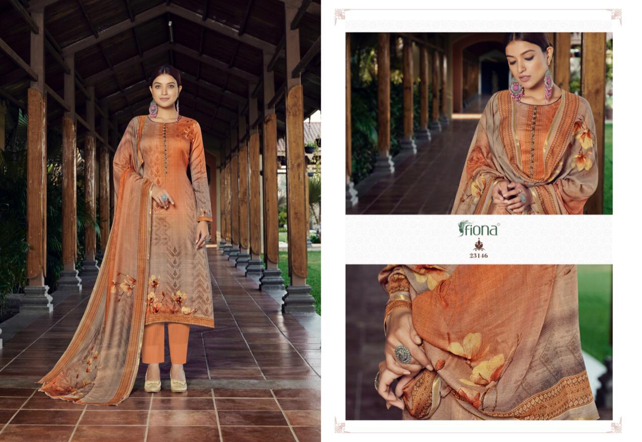 Fiona Launched Kangana Pure Jam With Embroidery Neck Hand Work Dress Material Salwar Suits Wholesale Dealer Surat