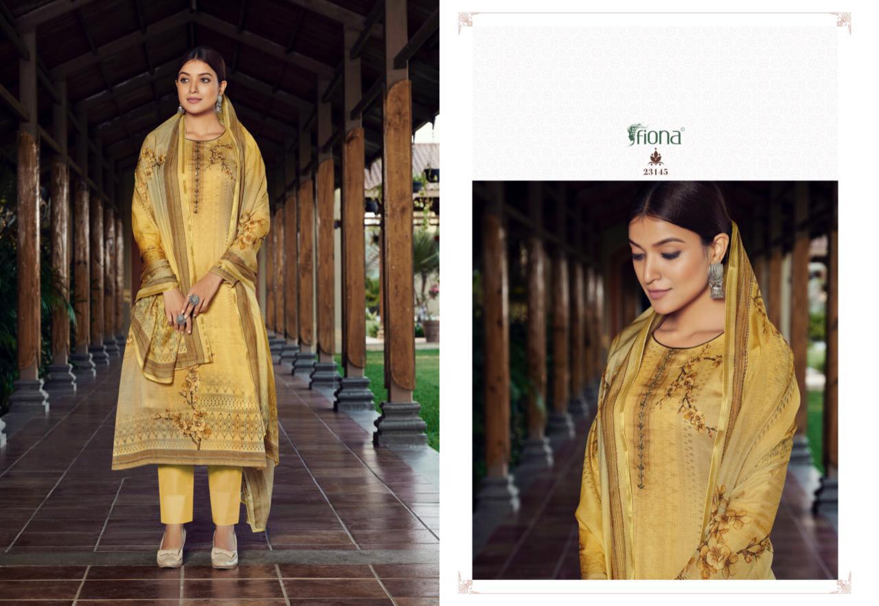 Fiona Launched Kangana Pure Jam With Embroidery Neck Hand Work Dress Material Salwar Suits Wholesale Dealer Surat