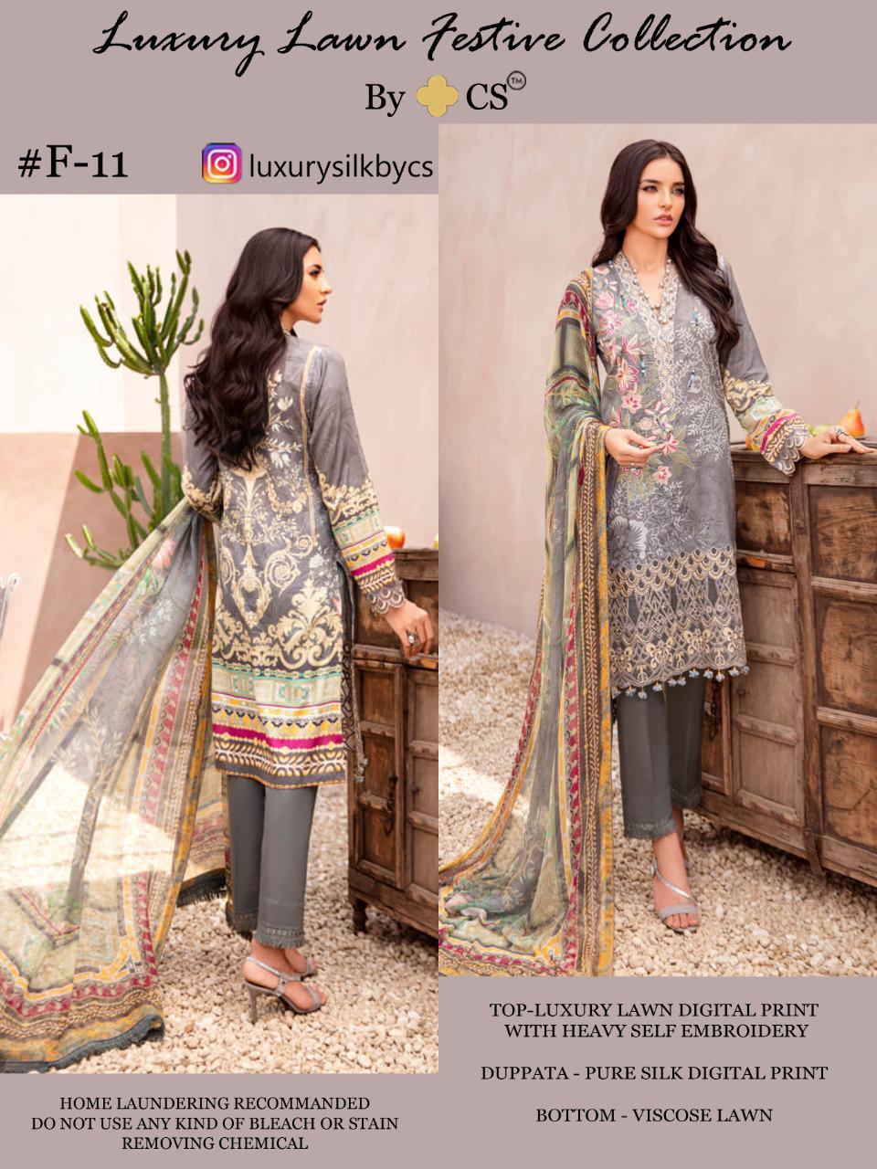 Cs Launched Luxury Lawn Vol 3 Digital Print With Self Embroidery Work Pakistani Style Suits Wholesale Dealer Surat