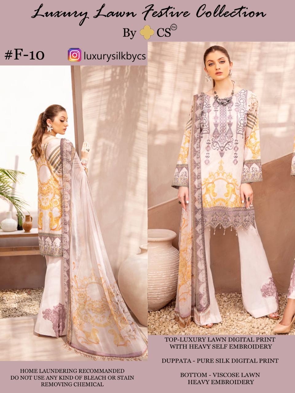 Cs Launched Luxury Lawn Vol 3 Digital Print With Self Embroidery Work Pakistani Style Suits Wholesale Dealer Surat