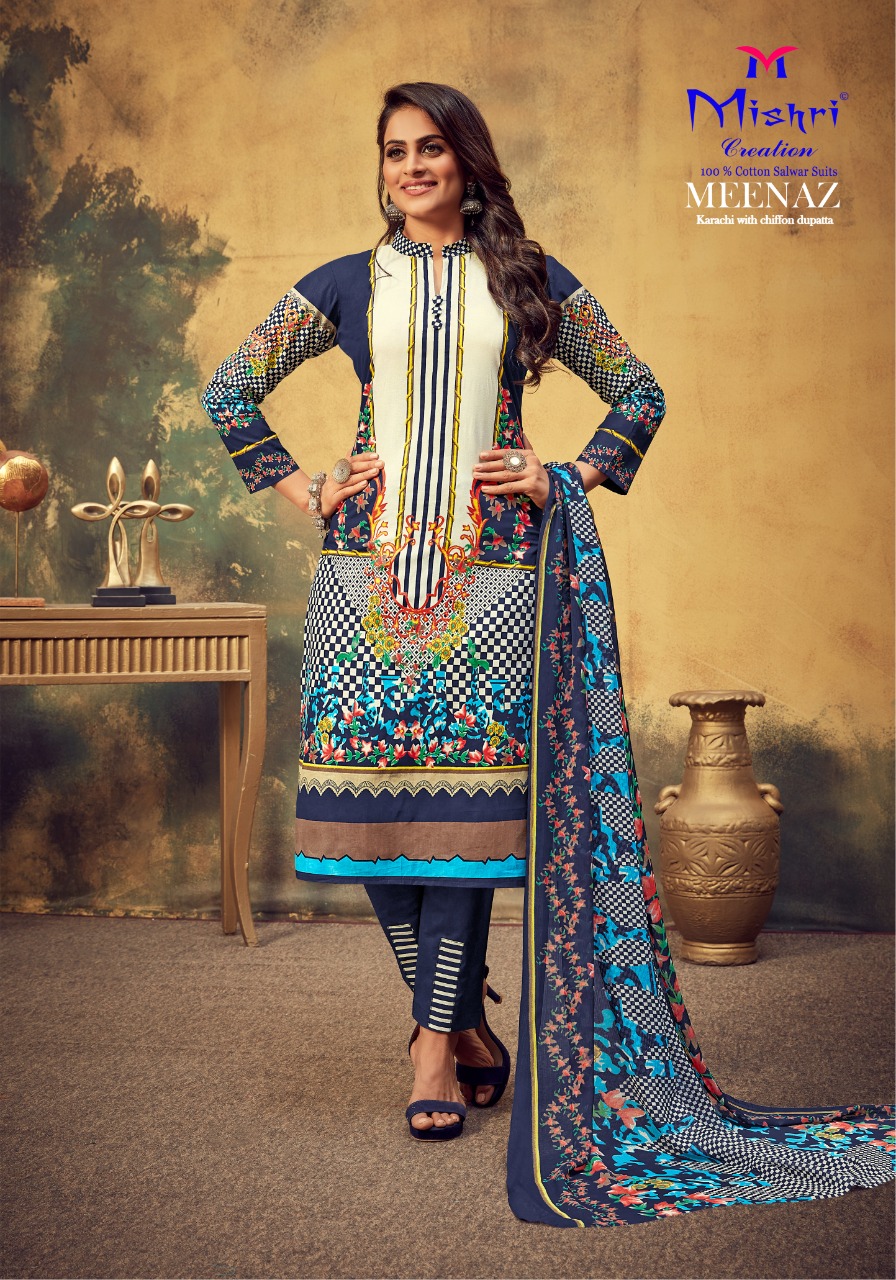 Mishri Creation Presents Meenaz Vol 5 Pure Cotton With Karachi Print Dress Material Suits Wholesale Dealer Surat