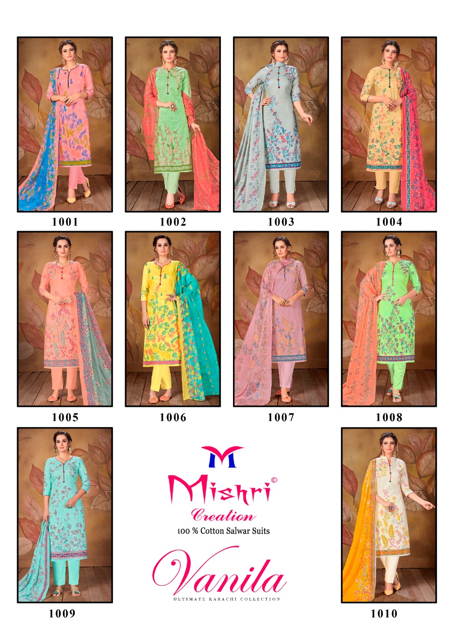 Mishri Creation Vanila Heavy Pure Cotton With Fancy Print Casual Wear Dress Material Salwar Suits Wholesale Dealer Surat