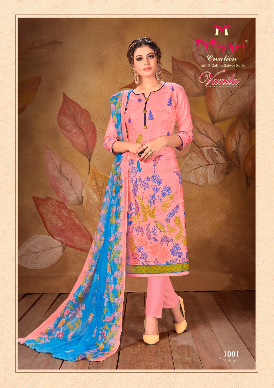 Mishri Creation Vanila Heavy Pure Cotton With Fancy Print Casual Wear Dress Material Salwar Suits Wholesale Dealer Surat