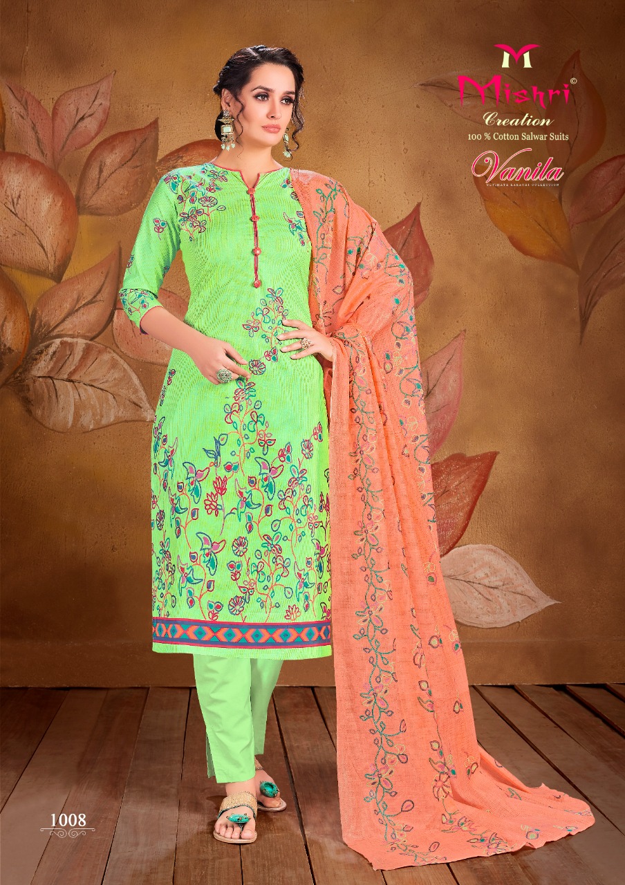 Mishri Creation Vanila Heavy Pure Cotton With Fancy Print Casual Wear Dress Material Salwar Suits Wholesale Dealer Surat