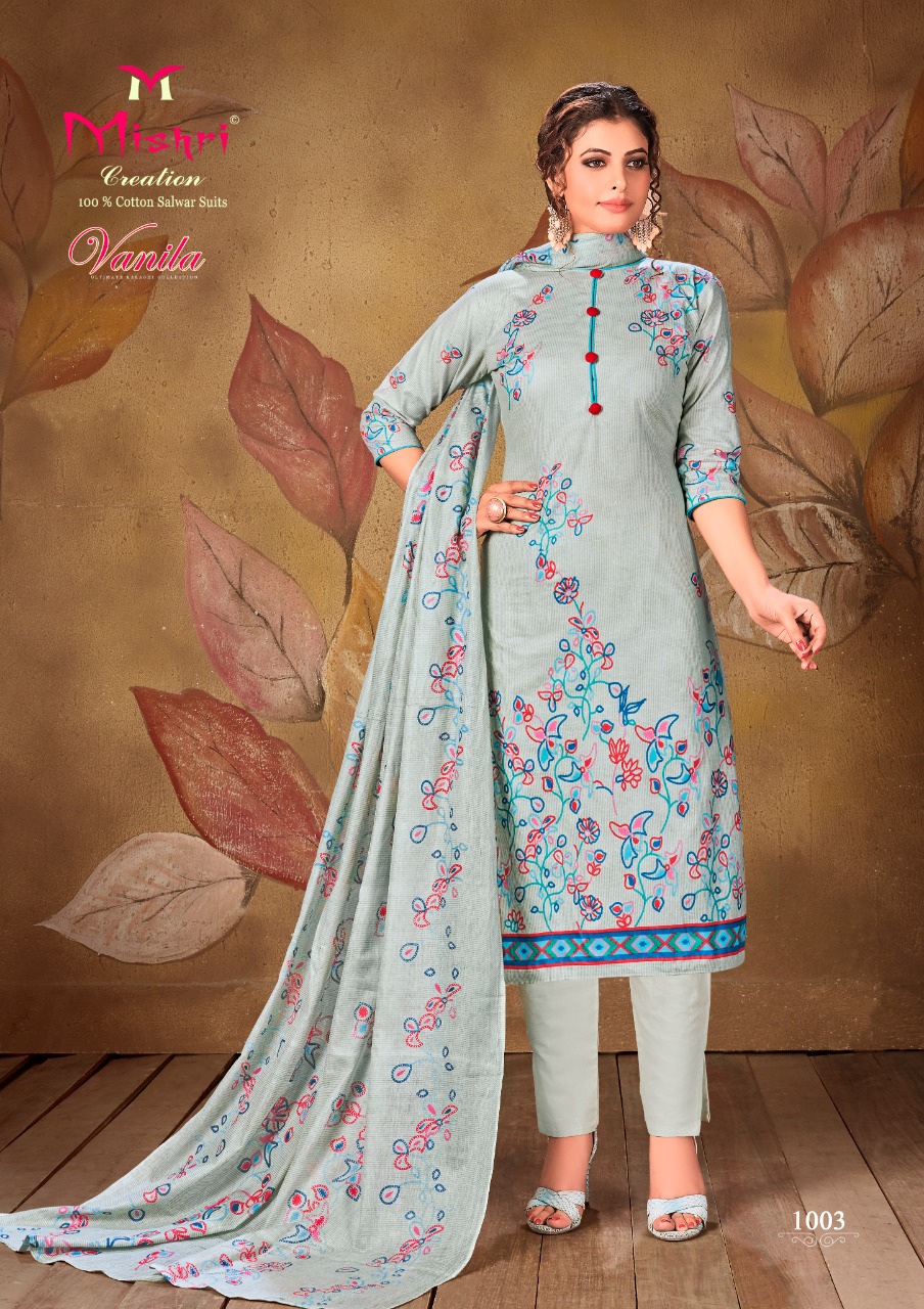 Mishri Creation Vanila Heavy Pure Cotton With Fancy Print Casual Wear Dress Material Salwar Suits Wholesale Dealer Surat
