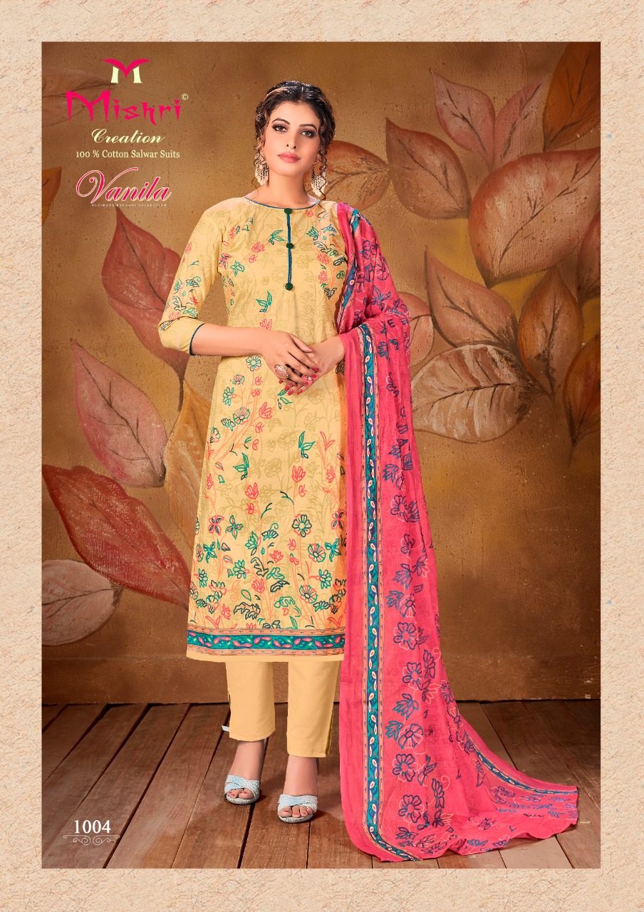 Mishri Creation Vanila Heavy Pure Cotton With Fancy Print Casual Wear Dress Material Salwar Suits Wholesale Dealer Surat
