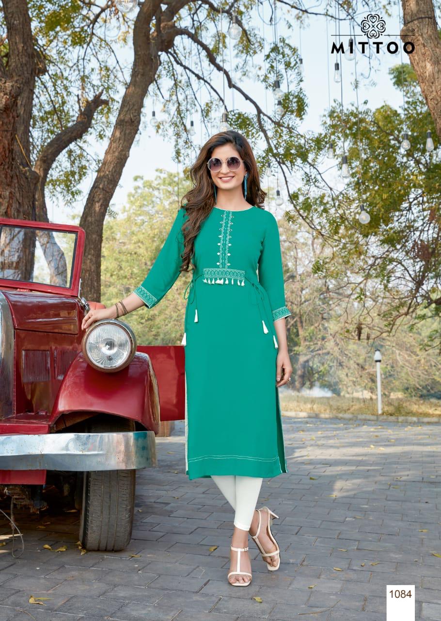 Mittoo Launched Heer Vol 3 Heavy Rayon With Stylish Embroidery Work Long Straight Kurtis Wholesale Dealer Surat