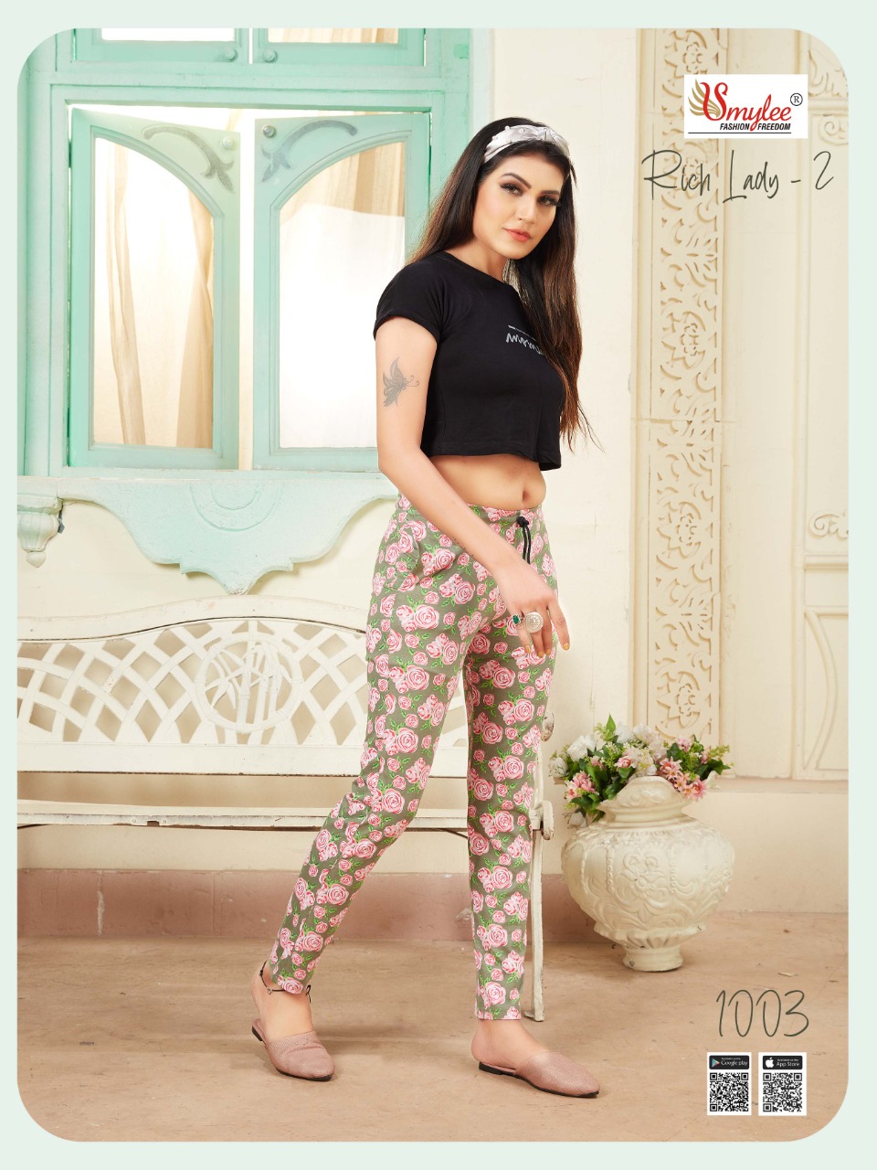 Smylee Fashion Presents Rich Lady Vol 2 Discharge Procian Sinker Hosiery Fancy Designer Bottoms Wholesale Dealer Surat